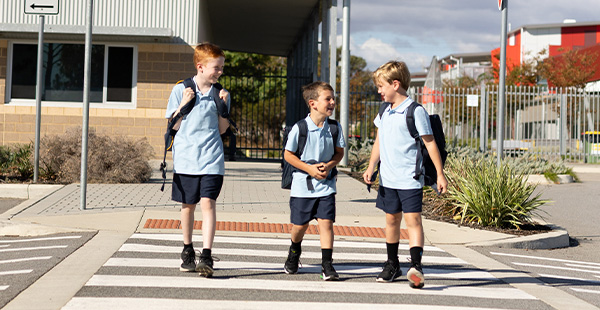 young boys and the new primary school in Cardup, located inside the Constellar land development